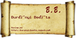 Burányi Beáta névjegykártya
